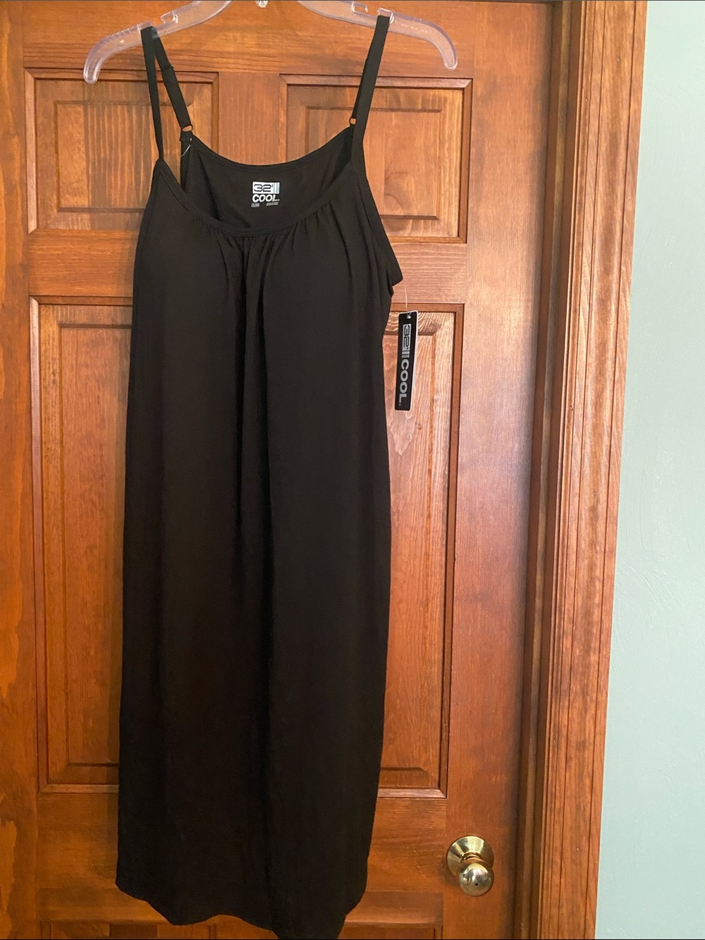 32 Degrees Black Midi Spaghetti-Strap Dress